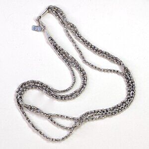 Vintage Sterling 925 Three Strand flower stamped Talis necklace